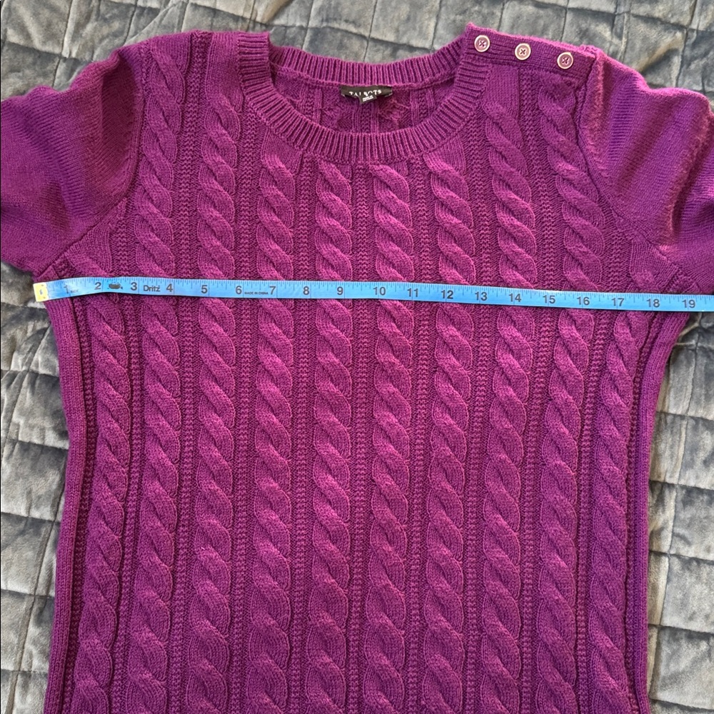 Talbots crewneck cable knit sweater - Small - Magenta - Picture 4 of 6